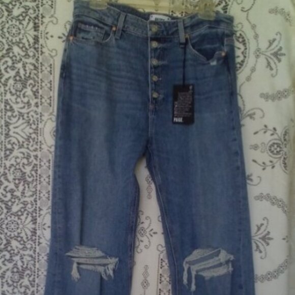 🎀Paige Leenah Wide Leg Exposed Button Fly Jeans in Magda Destructed Wash 30 NWT - Picture 8 of 15